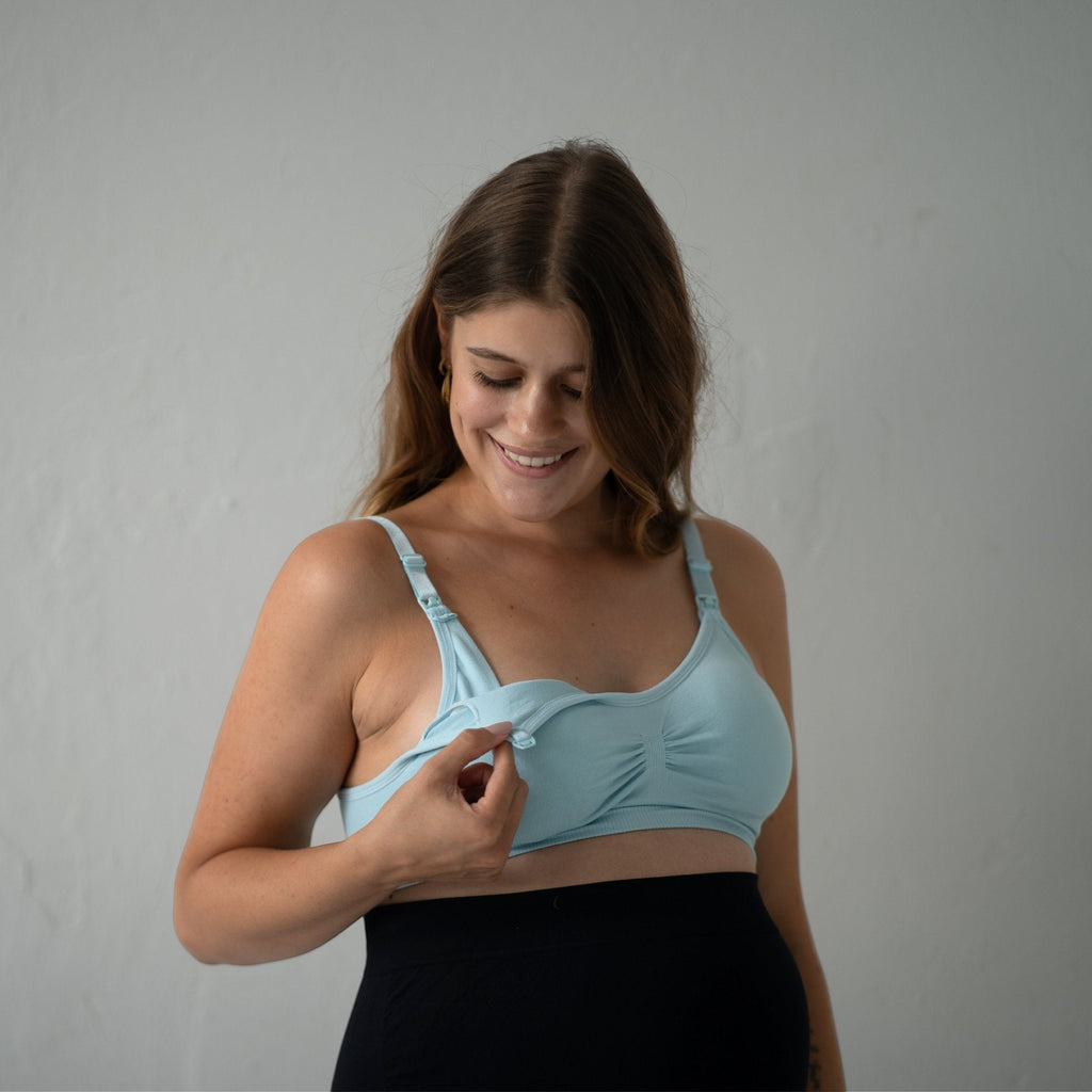 Soutien-gorge d'Allaitement NAVEA, coloris bleu — porté