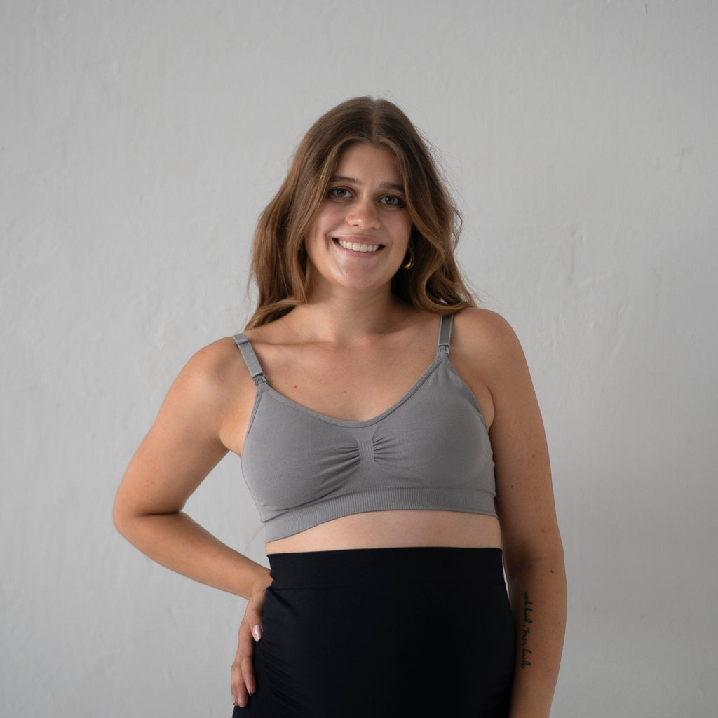 Soutien-gorge d'Allaitement NAVEA, coloris gris — porté